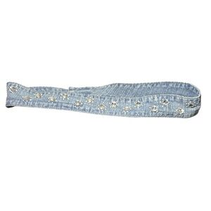Rhinestone‎ Light Wash Blue Denim Velcro Closure Belt Adjustable Waist Accessory